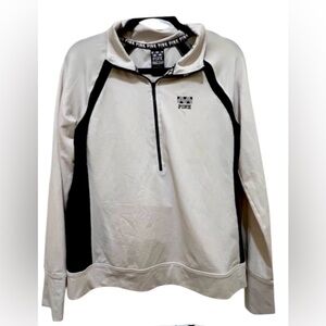 PINK Victoria’s Secret Large 1/2 zip long sleeve white & black logo pullover top